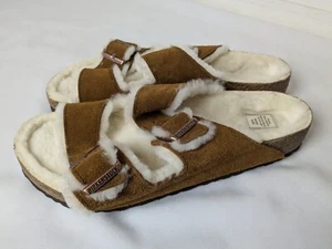 Sandalias Birkenstock Arizona de gamuza de oveja visón de cuero deslizable para hombre talla 12 - Imagen 1 de 6
