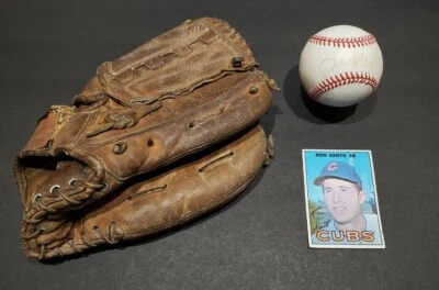 AUTOGRAPHED Ron Santo Baseball on Sweet Spot + Santo Model Glove +  Chicago Cubs - Image 1 of 4