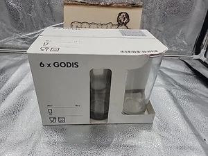 IKEA Godis Set of 6 Clear Drinking Glasses 14 oz 6" tall and 3" diameter New - Picture 1 of 6