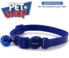 Ancol Cat Collar Gloss Reflective Shiny Safety Buckle With Bell Blue