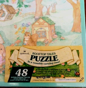 Hallmark Springbok 48pc Carry Case Interlocking Puzzle VTG Rooftop Tales Animals - Picture 1 of 5