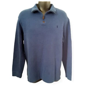 Polo Ralph Lauren Mens XL Blue 1/4 Zip Pullover Long Sleeve 100% Cotton - Picture 1 of 7