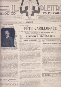 periodico IL PLETTRO MUSICALE 1908 n.5 anno3 gouard FETE CARILLONNéE - Imagen 1 de 1