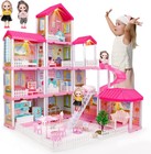 Doll House 3 Stories 11 Rooms Princess Dollhouse for Girls w/ 2 Dolls Furniture