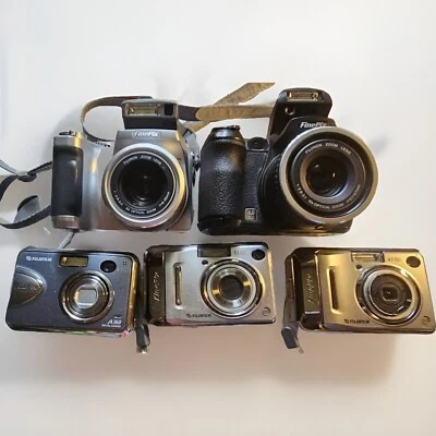 Lot Of 5 FujiFilm FOR PARTS ONLY Fujifilm Cameras Not Working Parts Fujifilm  - Image 1 of 4