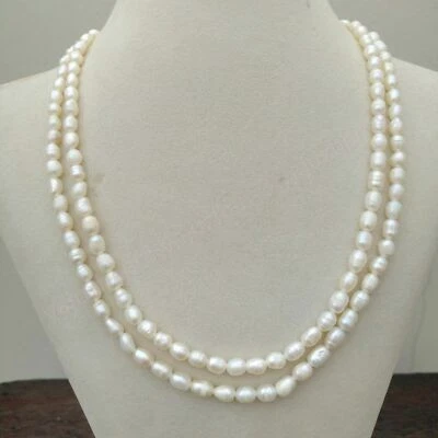 38" Adorable Delicado Collar de Perlas Blancas Naturales AAA+ Mar del Sur Oro 14k P Foto 1 de 4