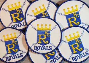 Vtg Kansas City Royals 4" Round Patch Sew Iron On MLB 80s Style Crown Used Each - Picture 1 of 3