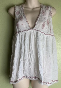 Free People Boho Hippie Gypsy canotta bianca taglia XS - Foto 1 di 5