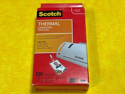 Scotch ID Badge Size Thermal Laminating Pouches 5 mil 4 1/4 x 2 1/5 100/Pack NEW - Image 1 of 4
