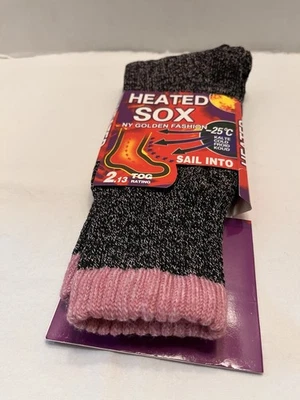 1 par de calcetines térmicos para mujer negros con rosa Heated Sox 2,13 Tog talla 9-11 NUEVO Foto 1 de 4