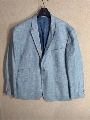 @ Joe Joseph Abboud 46R Calce Ajustado Lino Mezcla Elástica Azul Océano Piel de Tiburón 2 BTN Foto 1 de 4