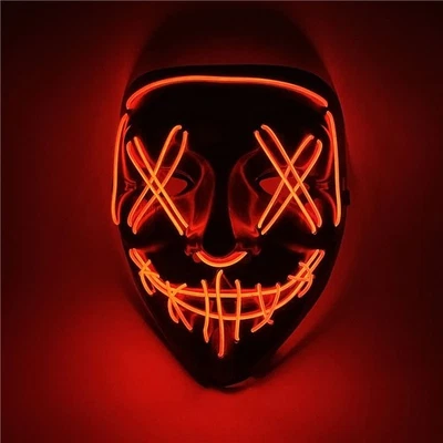 Guy Fawkes Mask Fluorescent Anti-Social Anxiety Scary Full-Head Mask Adults Kids - Image 1 of 4