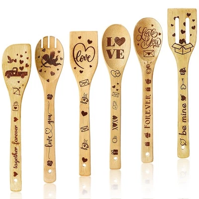 Juego de 6 cucharas de cocina de madera Love You para San Valentín... Foto 1 de 4