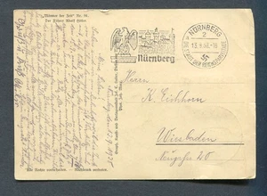 German Reich WW II : Better card from 1938 - Nürnberg - fancy cancel - used - Picture 1 of 2
