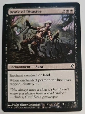 MTG Magic The Gathering Card Brink of Disaster Enchantment Aura Black Worldwake  - Image 1 of 2