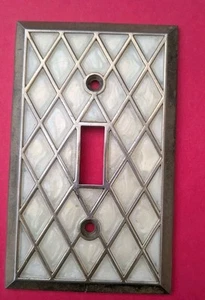 Faux Mother Of Pearl and Gold Tone Lattice Light Switch - Picture 1 of 2