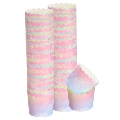 100x Papierbackförmchen 6oz Cupcake Muffins Liner Wrapper Farbverlauf Pink Blau - Bild 1 von 4