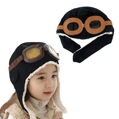 1X Toddler Kids Boy Baby Pilot A Viator Flyer Hat Winter Warm Hat FACE Cover Cap - Image 1 of 4