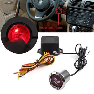 12V Auto Motorstart Druckknopf Schalter Zündung Starter Kit LED Universal Rot - Bild 1 von 12
