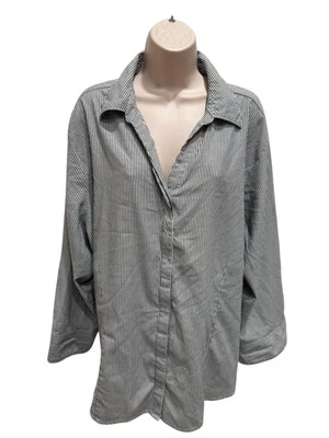 Lee RIDERS Women’s Sz XXXL Black White Stripe 3/4 Sleeve Button Up  Cotton Blend - Image 1 of 4