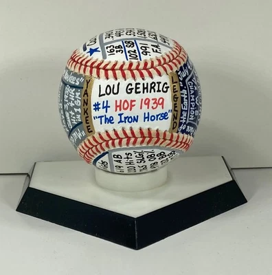 Lou Gehrig VCBC SuperStats LEGENDS OAL Baseball, Hand Painted, N.Y. Yankees - Image 1 of 4
