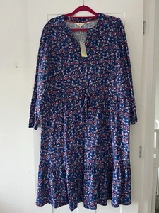 Boden Size 22 Blue Red Paisley Midi Shirt Dress, New - Picture 1 of 8