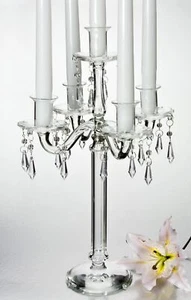 5 CANDELABROS DE CRISTAL LIGERO CON GOTAS - candelabro de cristal - Imagen 1 de 1