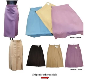 Gonna Tinta Unita Pieghe Misto Lana Autunno inverno Casual Made In Italy 42 - 52 - Picture 1 of 105