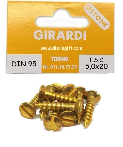 VITE A LEGNO IN OTTONE TESTA SVASATA C/CALOTTA mm5,0x20 - DIN 95 (GOCCIA SEGO) - Immagine 1 di 1