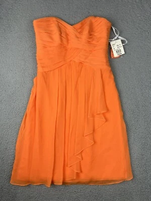 Davids Bridal Dress 2 Orange Bridesmaid Dress Strapless Prom Formal NWT $139 - Image 1 of 4