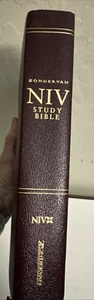 NIV Study Bible Red Letter Edition 2002 Zondervan Bonded Burgandy Leather - Picture 1 of 22