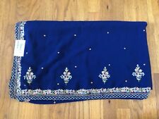 Blue Saree (with Tag) with Floral Embroidery and Small Stitched Blouse