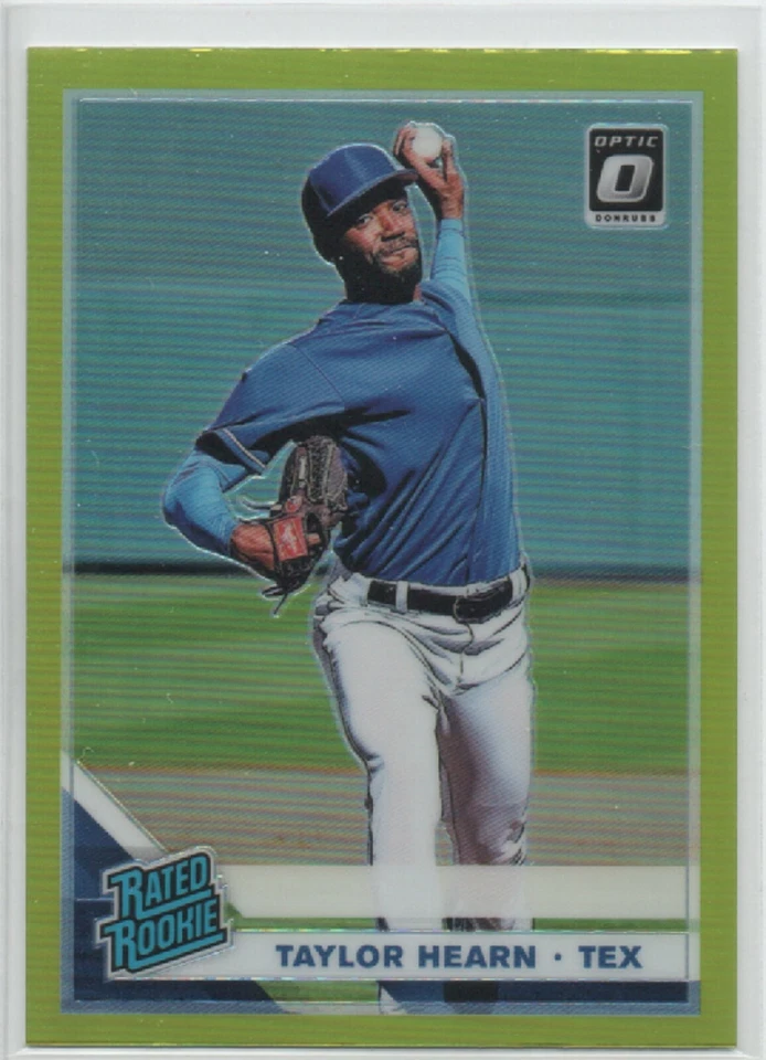 2019 Donruss Optics LIME GREEN HOLO RR #54 Taylor Hearn TEXAS RANGERS RC 7 - Image 1 of 1