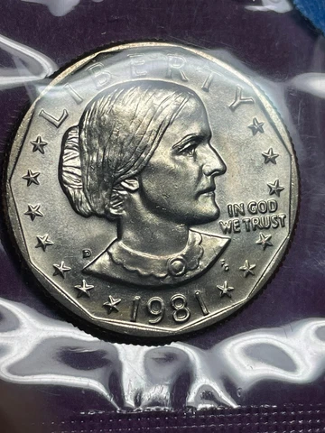 1981 D BU Susan B Anthony SBA Dollar in Original Mint Cello Uncirculated Cover
