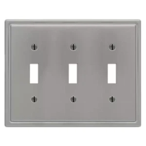 Moderne 3 Gang Toggle Steel Wall Plate - Brushed Nickel - Picture 1 of 3