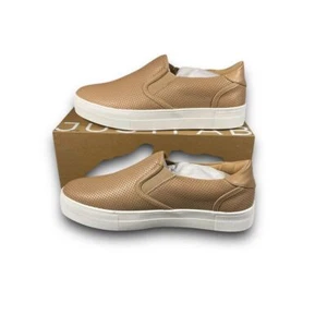 JustFab Eloise Perforated Slip On Platform Sneakers Nude Casual Comfort Size 9 - Picture 1 of 14