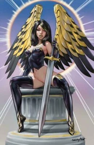 Sexy Asian Woman Angel w/ Sword / Metal Trading Card of Comic Artwork - Picture 1 of 1