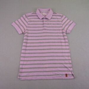Ben Sherman Polo Shirt Mens Large Purple Gray Striped Rugby Casual Cotton ^