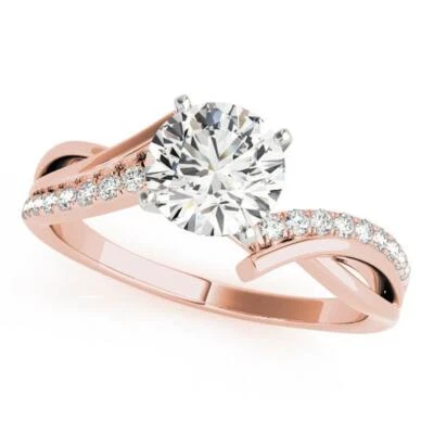 Anillo de compromiso redondo de diamantes simulados de 1,25 quilates de oro rosa macizo de 14 quilates talla 4 5  Foto 1 de 4