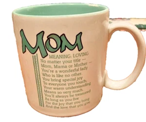 Mom coffee mug white ceramic coffee cup green writing ideal present for a mom - Picture 1 of 1
