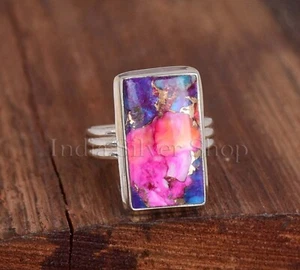 Anillo Kingmen Rosa Dalia Turquesa Plata Esterlina Boho Plata Joyería Para Ella - Imagen 1 de 8