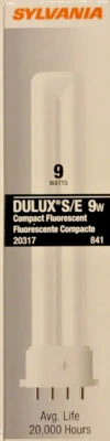 Sylvania 20317 CF9DS/E/841 9W T4 Single Tube CFL 4pin 2G7 4100k Cool White - Image 1 of 4