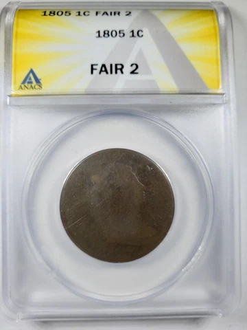 1805 1C Draped Bust Large Cent ANACS FR2 lowball set Cover