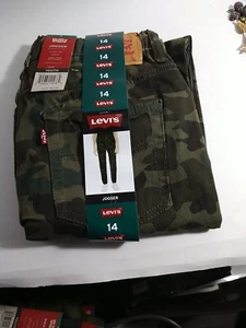 Levi's Youth Elastic Cuff Stretch Twill Jogger with Pockets Green Camo 14 NWT - Picture 1 of 6