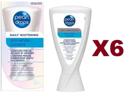 6 PZ PEARL DROPS PRO-WHITE  ICEMINT DENTIFRICIO 50ML PULISCE SBIANCA PROTEGGE - Image 1 of 3