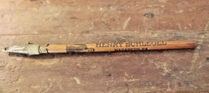 Vintage Werbung Bleistift Nazareth PA H. Schlegel mit Metall Belle Anspitzer - Bild 1 von 3