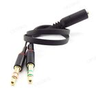 3.5mm Female to Male Y Splitter Cable Audio Mic PC Headset Adapter Aux Cable CB1