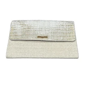 Stella & Dot Clutch Bag Purse Cream Gold Sparkle Magnetic Closure 7”x10.5” - Picture 1 of 6