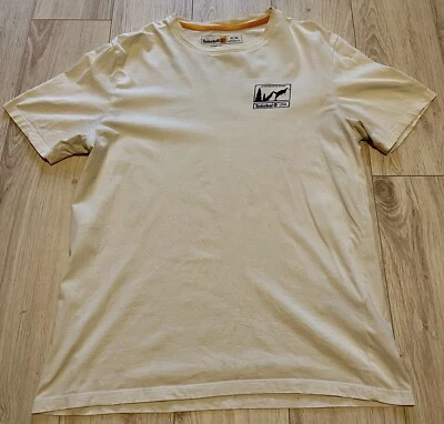 Timberland Tee Mens M Beige Graphic Logo Outdoor Casual Hiking - Image 1 of 4