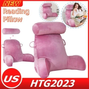 Armrest Reading Pillow Back Against TV Bed Rest Memory Foam With Arm Support US - Picture 1 of 9